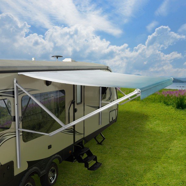 RecPro Electric RV Awning Assembly in White WEnRV